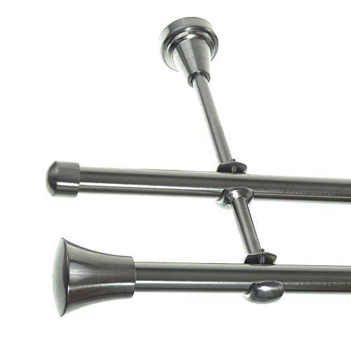 BASIT Gardinenstange 2 läufig 240 cm lang I Ø 16 mm I Vorgangstange doppelläufig Wandmontage in Edelstahl Look Set Metall I 120-600cm wählbar H24 BASIT Gardinenstange 2 läufig 240 cm lang I Ø 16 mm I Vorgangstange doppelläufig Wandmontage in Edelstahl Look Set Metall I 120-600cm wählbar H24 von BASIT