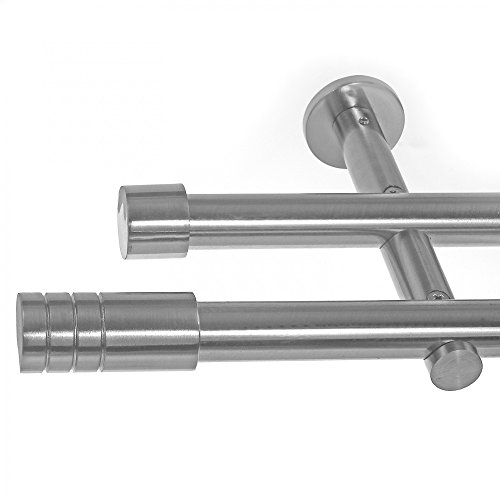 BASIT Gardinenstange 2 läufig 240cm lang Edelstahl Look I Gardinenstange doppelläufig Wandmontage Ø19mm mit Zylinder I In 120-600cm verfügbar H29 BASIT Gardinenstange 2 läufig 240cm lang Edelstahl Look I Gardinenstange doppelläufig Wandmontage Ø19mm mit Zylinder I In 120-600cm verfügbar H29 von BASIT