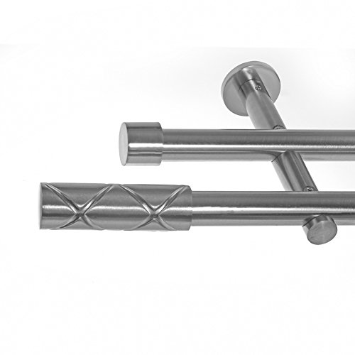 BASIT Gardinenstange 2 läufig 240cm lang Edelstahl Look I Gardinenstange doppelläufig Wandmontage Ø19mm mit Zylinder I In 120-600cm verfügbar H29 BASIT Gardinenstange 2 läufig 240cm lang Edelstahl Look I Gardinenstange doppelläufig Wandmontage Ø19mm mit Zylinder I In 120-600cm verfügbar H29 von BASIT