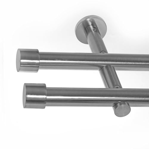 BASIT Gardinenstange 2 läufig 320cm lang Edelstahl Look I Gardinenstange doppelläufig Wandmontage Ø19mm mit Zylinder I In 120-600cm verfügbar H29 BASIT Gardinenstange 2 läufig 320cm lang Edelstahl Look I Gardinenstange doppelläufig Wandmontage Ø19mm mit Zylinder I In 120-600cm verfügbar H29 von BASIT
