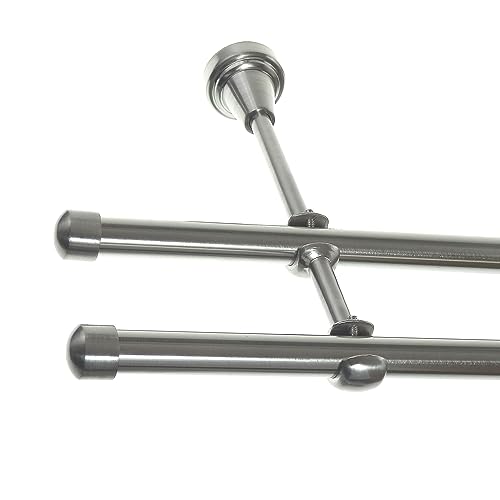 BASIT Gardinenstange 2 läufig 360 cm lang I Ø 16 mm I Vorgangstange doppelläufig Wandmontage in Edelstahl Look Set Metall I 120-600cm wählbar H24 BASIT Gardinenstange 2 läufig 360 cm lang I Ø 16 mm I Vorgangstange doppelläufig Wandmontage in Edelstahl Look Set Metall I 120-600cm wählbar H24 von BASIT