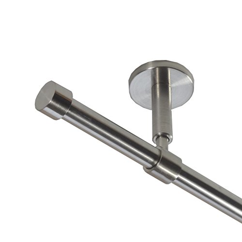 BASIT Gardinenstange Deckenmontage 1 läufig 140 cm lang Edelstahl Look Set Metall I 1-läufige Vorhangstange Deckenmontage Ø16mm I 120-600cm wählbar D11 BASIT Gardinenstange Deckenmontage 1 läufig 140 cm lang Edelstahl Look Set Metall I 1-läufige Vorhangstange Deckenmontage Ø16mm I 120-600cm wählbar D11 von BASIT