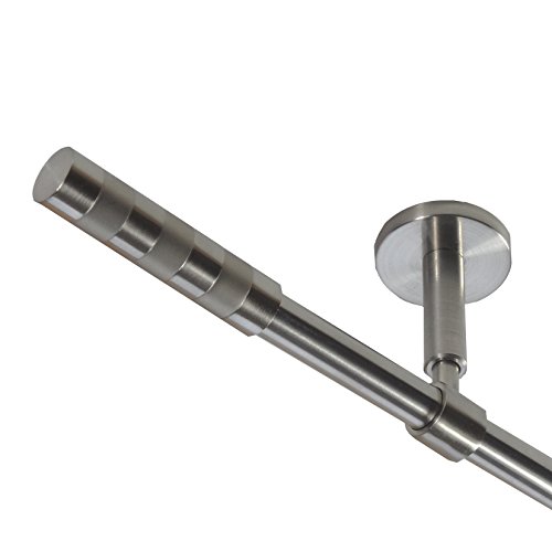 BASIT Gardinenstange Deckenmontage 1 läufig 180 cm lang Edelstahl Look Set Metall I 1-läufige Vorhangstange Deckenmontage Ø16mm I 120-600cm wählbar D11 BASIT Gardinenstange Deckenmontage 1 läufig 180 cm lang Edelstahl Look Set Metall I 1-läufige Vorhangstange Deckenmontage Ø16mm I 120-600cm wählbar D11 von BASIT