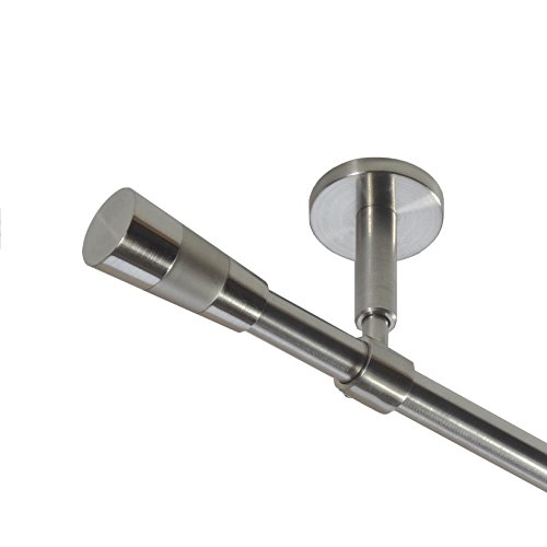 BASIT Gardinenstange Deckenmontage 1 läufig 480 cm lang Edelstahl Look Set Metall I 1-läufige Vorhangstange Deckenmontage Ø16mm I 120-600cm wählbar D11 von BASIT