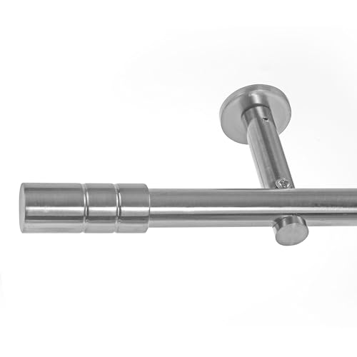 BASIT Gardinenstange mit Wandhalterung 320 cm lang Edelstahl Look im Set 1-läufige Gardinenstange Wandmontage Ø19mm Metall I 120-600 cm verfügbar H19 BASIT Gardinenstange mit Wandhalterung 320 cm lang Edelstahl Look im Set 1-läufige Gardinenstange Wandmontage Ø19mm Metall I 120-600 cm verfügbar H19 von BASIT