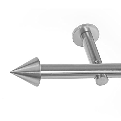 BASIT Gardinenstange mit Wandhalterung 360 cm lang Edelstahl Look im Set 1-läufige Gardinenstange Wandmontage Ø19mm Metall I 120-600 cm verfügbar H19 von BASIT