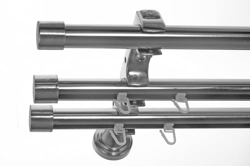 BASIT Rohr + 2x Innenlauf Gardinenstange Wandmontage 3 läufig 200cm lang Edelstahl Look Metall Gardinenstange 3 läufig Wandbefestigung Ø20mm I H60 RII BASIT Rohr + 2x Innenlauf Gardinenstange Wandmontage 3 läufig 200cm lang Edelstahl Look Metall Gardinenstange 3 läufig Wandbefestigung Ø20mm I H60 RII von BASIT