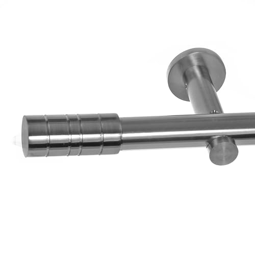 BASIT Gardinenstange mit Wandhalterung 120 cm lang Edelstahl Look im Set 1-läufige Gardinenstange Wandmontage Ø20mm Metall I 120-600 cm verfügbar H31 BASIT Gardinenstange mit Wandhalterung 120 cm lang Edelstahl Look im Set 1-läufige Gardinenstange Wandmontage Ø20mm Metall I 120-600 cm verfügbar H31 von BASIT