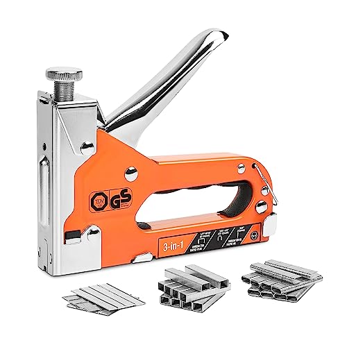 Nagelpistole, 6-in-1-Heavy-Duty-Tacker for Befestigen von Material. Manuelle Nagelpistole mit zwei Leistungsoptionen for DIY-Heimdekoration für Werkstatt und Haus(With 3000 Staples) von BASSFLY