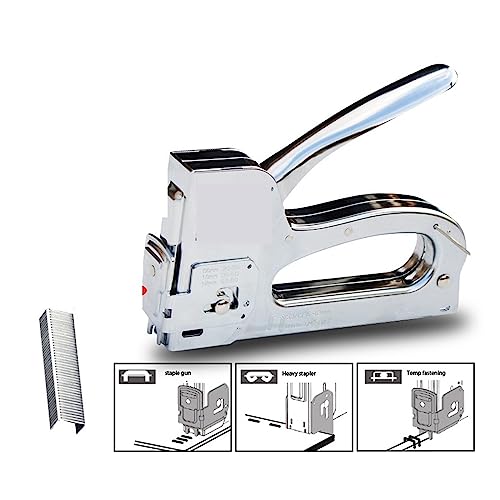 Nagelpistole, Heavy Duty Tacker for DIY Home Dekoration Möbel Hefter Niet Werkzeug Manuelle Nagel Pistole mit 2000 Heftklammern Nagler für Werkstatt und Haus(LA148103) von BASSFLY