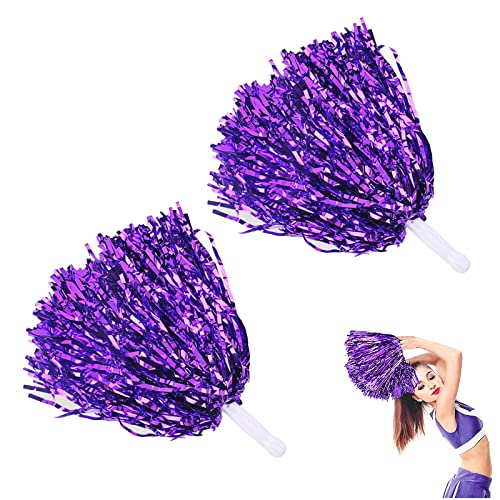 Metallfolie Cheerleading Pom Poms, Cheerleading Stick Griff, Cheerleader Pompons Handblumen mit Handle, Pompoms Werden für Ballspiele, Tänze, Karnevalspartys Verwendet, WM-Fußballfans Jubeln, 2 Stück Metallfolie Cheerleading Pom Poms, Cheerleading Stick Griff, Cheerleader Pompons Handblumen mit Handle, Pompoms Werden für Ballspiele, Tänze, Karnevalspartys Verwendet, WM-Fußballfans Jubeln, 2 Stück von BASTOUR