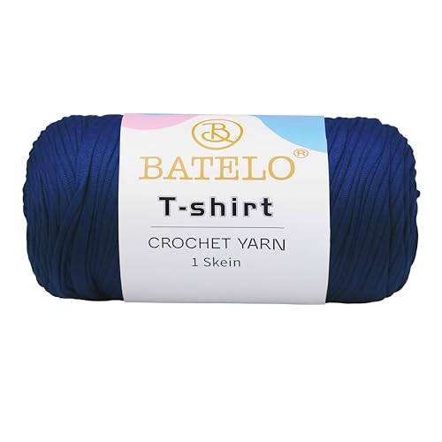 BATELO T-Shirt-Garn, Häkelgarn für Anfänger, Häkeltaschen, Korb, Untersetzer, hochelastisches, dickes Polyestergewebe (Königsblau), 400 g von BATELO