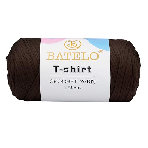 BATELO T-Shirt-Garn, Häkelgarn für Anfänger, Häkeltaschen/Korb/Untersetzer, hochelastisches, dickes Polyestergewebe (Kaffee) von BATELO