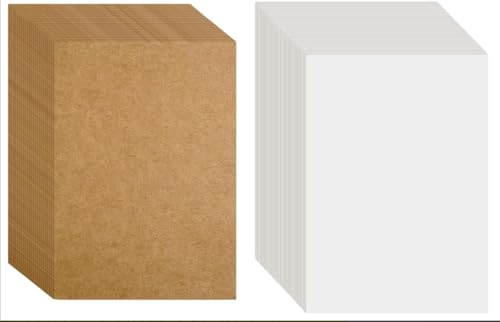 102 Stück Kraftpapier A6, Karten zum Selbstgestalten, 350g/m² Kraftkarton zum Drucken, Karteikarten A6 Blanko Postkarten Blanko für DIY Basteln Bastelprojekte(Braun/weiß, 105 x 148 mm) von BATENGKEJI
