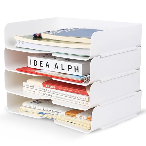 4 STK Papier Ablagefächer Stapelbar, 4-stöckige Briefablage Ablagekorb, Büro Dokumentenablage Schreibtisch Aktenablagen Papierablage, Briefkorb Ablagesystem Büroartikel Büro Organizer Zubehör(Weiß) 4 STK Papier Ablagefächer Stapelbar, 4-stöckige Briefablage Ablagekorb, Büro Dokumentenablage Schreibtisch Aktenablagen Papierablage, Briefkorb Ablagesystem Büroartikel Büro Organizer Zubehör(Weiß) von BATENGKEJI