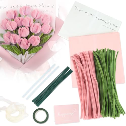 BATHRINS Pfeifenreiniger Blumen Rosa Set, 200 Stück Pfeifenputzer zum Basteln, DIY Pipe Cleaner mit Geschenkpapier, Geschenkband, Grußkarten, Basteldraht, Klebeband, Klebestifte BATHRINS Pfeifenreiniger Blumen Rosa Set, 200 Stück Pfeifenputzer zum Basteln, DIY Pipe Cleaner mit Geschenkpapier, Geschenkband, Grußkarten, Basteldraht, Klebeband, Klebestifte von BATHRINS