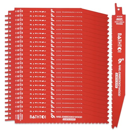 25 Stück 9 Zoll 6/12 Tpi Wechselsägeblätter zum Schneiden von Holz und Holz in Nägel eingebettet, Sawzall Bimetall Sägeblätter mit 8% Kobalt für längere Lebensdauer und 25 Stück 9 Zoll 6/12 Tpi Wechselsägeblätter zum Schneiden von Holz und Holz in Nägel eingebettet, Sawzall Bimetall Sägeblätter mit 8% Kobalt für längere Lebensdauer und von BATHTOI