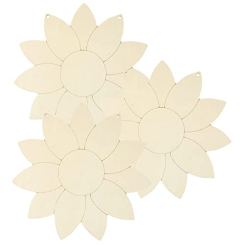 3Stücke DIY Sonnenblumen Holzschnitt für Heimdekoration Unfertige Holzscheiben für Bastelprojekte für Feste und von BATHVEVE