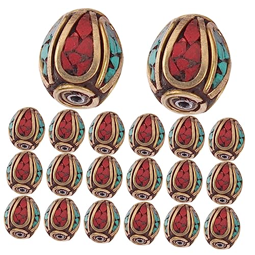 BATHVEVE 1 Satz Buddha Spacer Perlen Messing Mit Türkis Für Diy Schmuckherstellung Nepal Stil Für Armbänder Und Mehr 20 Stück von BATHVEVE