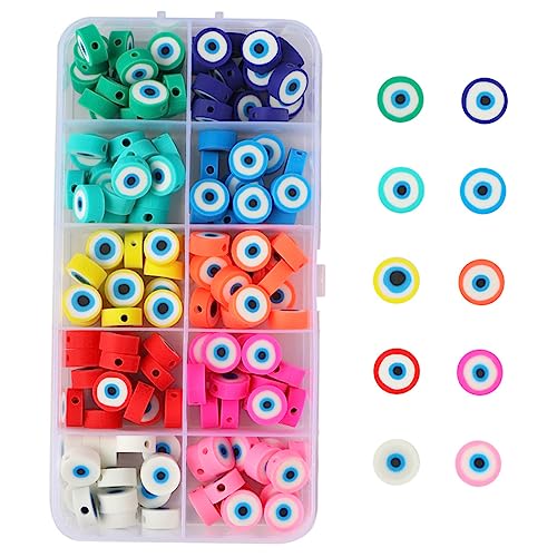 BATHVEVE 1 Satz Evil Eye Perlen Set Weiche Polymerperlen Für Diy Schmuckherstellung Kleine Charmante Beads Für Armbänder Und Kreative Bastelprojekte 150 Stück von BATHVEVE
