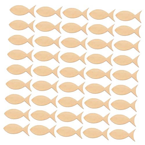 BATHVEVE 1 Satz Holzfisch Deko Unvollendete Holzscheiben Für Diy Bastelprojekte Kreative Holzstücke Für Glatte Oberflächen Zum Malen Und Gestalten Für Partys Und Dekorationen 100 Stück von BATHVEVE