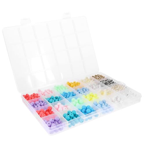 BATHVEVE 1 Schachtel Bunte Acrylperlen für DIY Schmuck im Fächer Behälter Rundperlen für Armbänder Ohrringe und Bastelprojekte von BATHVEVE