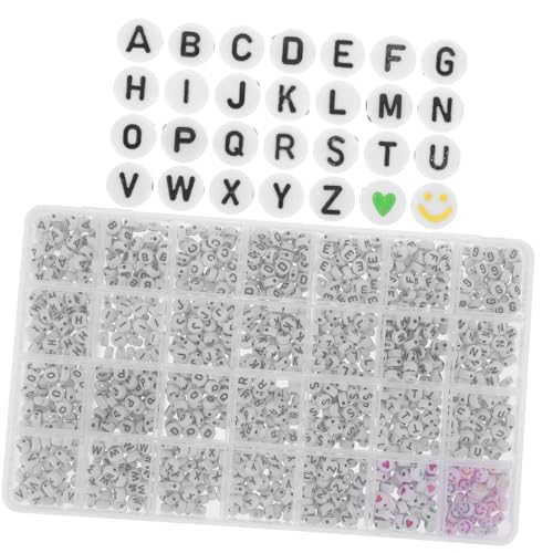 BATHVEVE 1 Schachtel Teiliges DIY Buchstabenperlen Acryl Schmuckperlen mit Designs Leicht und Vielseitig für Armband Basteln Handgefertigte Schmuckherstellung und Kreative DIY Projekte von BATHVEVE