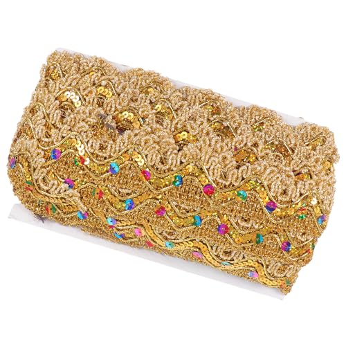 BATHVEVE 1 Stück drei Paillettenspitze Kleidung Spitzen-Bodys für Damen Kostümmaterial Kleiderverzierung Party kissenbezüge bezüge für nackenrollen bunte Zierleiste Spitzenband links Golden von BATHVEVE