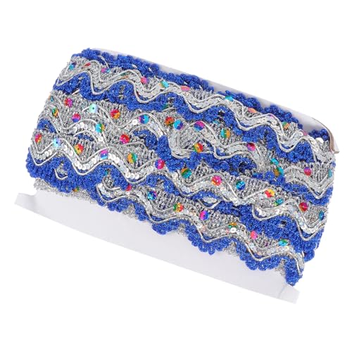 BATHVEVE 1 Stück drei Paillettenspitze Kostüm Festival-Outfit Schnürsenkel Dekoration funkelnde Röcke trim goldhochzeit ornaments Kleidungszubehör strapazierfähiger Spitzenbesatz links Blue von BATHVEVE