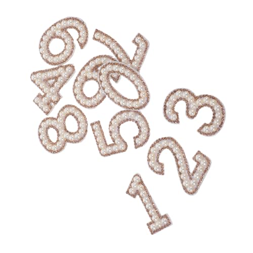 BATHVEVE 10 Stück Bügelbilder mit Strass und Perlen Diy Zahlen Patches für T Shirts Röcke und Kleider Vielseitige Applikationen für Einen Funkelnden Look Ihrer Garderobe von BATHVEVE