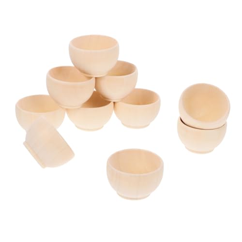 BATHVEVE 10 Stück DIY Naturholz Schalen Unbehandelte Holzrohlinge für Kreative Bastelarbeiten und Malerei für Schüler und Kunstprojekte von BATHVEVE