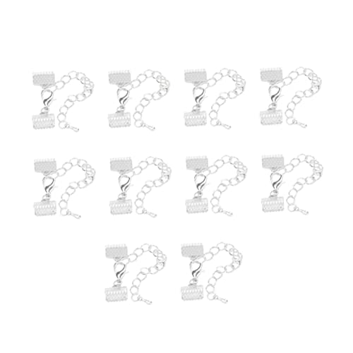 BATHVEVE 10 Stück Lederseilclip Schlüssel Makramee-schnur Schmuck Hummer Verschlüsse Kette Kabel Plattierte Bandenden Strukturierte Crimp-endklemmen Diy Charm Schnalle Silber von BATHVEVE