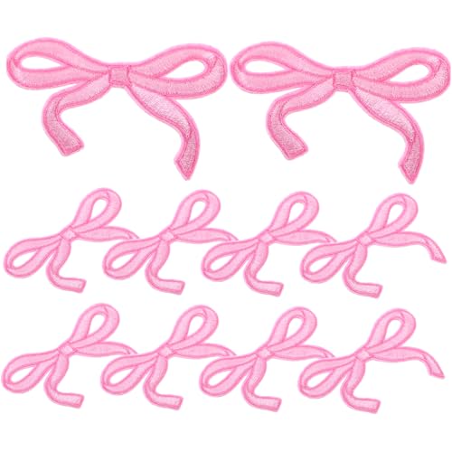 BATHVEVE 10 Stück Pinke Schleifen Bügelflicken Süße Bestickte Applikationen für DIY Kleidung Taschen Hüte Jacken und Jeans Kawaii Iron Patch von BATHVEVE