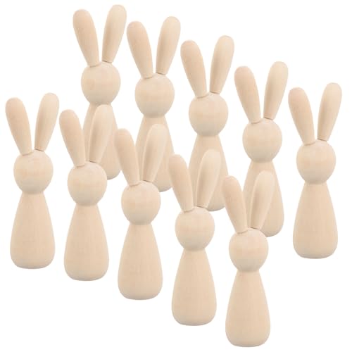 BATHVEVE 10 Stück Teiliges Unfertige Holz Peg Dolls Kaninchenfiguren für Diy Bastelprojekte Dekoration Basteln für Erwachsene BATHVEVE 10 Stück Teiliges Unfertige Holz Peg Dolls Kaninchenfiguren für Diy Bastelprojekte Dekoration Basteln für Erwachsene von BATHVEVE