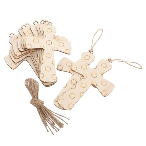 BATHVEVE 10 Stück Unlackierte Holzkreuze, Holzkreuz-ausschnitte, Leeres Holzkreuz Mit Schnur, Für Kinder, Basteln, Malen Und Graffiti von BATHVEVE