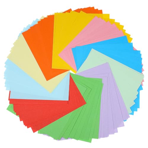 BATHVEVE 100 Blatt buntes Papier Pastellpapier farbiges Baupapier Zeichenpapier bastelmaterial für crafts for quadratisches Papier zum Basteln quadratische Origami-Papiere von BATHVEVE