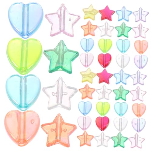 BATHVEVE 100 Stück Bunte Acryl Spacer Perlen Herzform Kleine Dekorative DIY Schmuckperlen für Armbänder Halsketten Ohrringe Vielseitig für Bastelprojekte und Schmuckherstellung von BATHVEVE