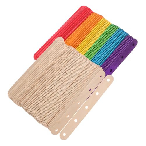 BATHVEVE 100 Stück Bunte Holz Bastelstäbchen Farbige Natürliche Holzstäbchen für DIY Projekte Bastelarbeiten Schulprojekte und Gruppenaktivitäten und Splinterfrei von BATHVEVE