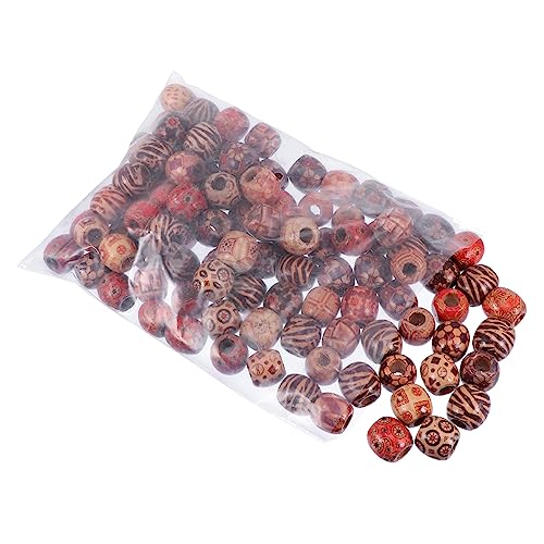 BATHVEVE 100 Stück Bunte Holzperlen Rund Perlen für Schmuckherstellung DIY Basteln Armbänder Ohrringe ca Zufällige Designs Langlebig und Leicht von BATHVEVE