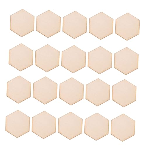 BATHVEVE 100 Stück Holzscheiben Hexagon Form Unbehandelte Holzstücke für DIY Projekte und Bastelarbeiten Große Holzplatten für Dekorationen und Kreative Bastelideen von BATHVEVE