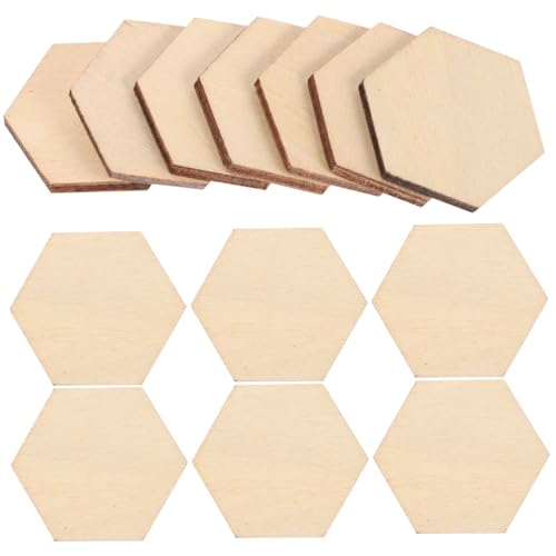 BATHVEVE 100Stück Buchenholz Sechseckige Stücke Hexagon Holzformen für Hochzeitsdekoration DIY Handwerk Ornamente für Geburtstagsfeiern und Weihnachten von BATHVEVE