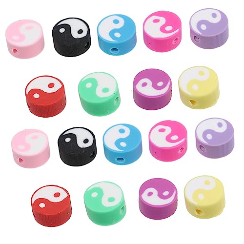 BATHVEVE 100Stücke DIY Yin Perlen Farbige Spacer Perlen für Schmuckherstellung für Armbänder und Projekte Tai Chi Design BATHVEVE 100Stücke DIY Yin Perlen Farbige Spacer Perlen für Schmuckherstellung für Armbänder und Projekte Tai Chi Design von BATHVEVE