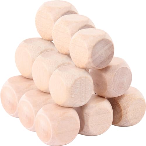 BATHVEVE 100Stücke Unbemalte Holzwürfel Leere zum Basteln DIY Holzblöcke für Projekte Spielwürfel für Fördert Fantasie und Problemlösungsfähigkeiten von BATHVEVE