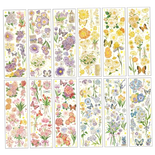BATHVEVE 12 Blatt Heißprägeaufkleber Gedrückt Blumen- Ästhetisch Briefpapier Aufkleber Vintage Scrapbooking-aufkleber Gepresste Blumenaufkleber Das Haustier BATHVEVE 12 Blatt Heißprägeaufkleber Gedrückt Blumen- Ästhetisch Briefpapier Aufkleber Vintage Scrapbooking-aufkleber Gepresste Blumenaufkleber Das Haustier von BATHVEVE
