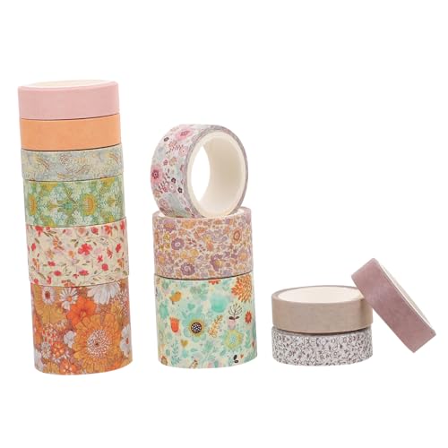 BATHVEVE 12 Rollen Kreatives Handbuchband Sammelalbum alle farbig Streifen Blumenband aufkleber papierklebeband selber machen Klebeband zum Verpacken von Geschenken Washi -Klebeband von BATHVEVE