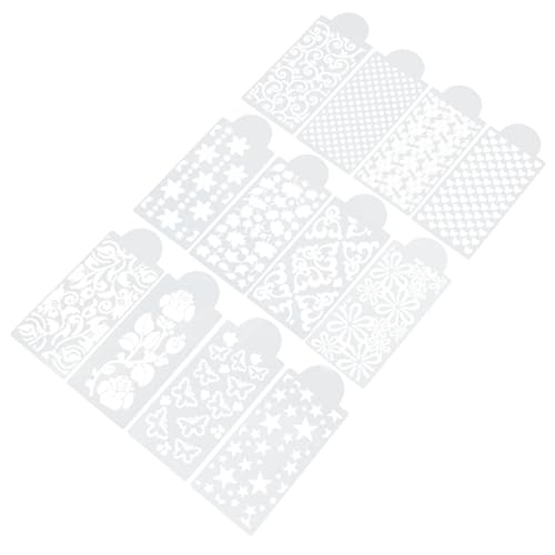 BATHVEVE 12 Stück Malvorlage Zeichnung Wände Blumen- Schablone Handwerk Groß Vorlagen Für Blumenmalerei Plastik Weiß von BATHVEVE