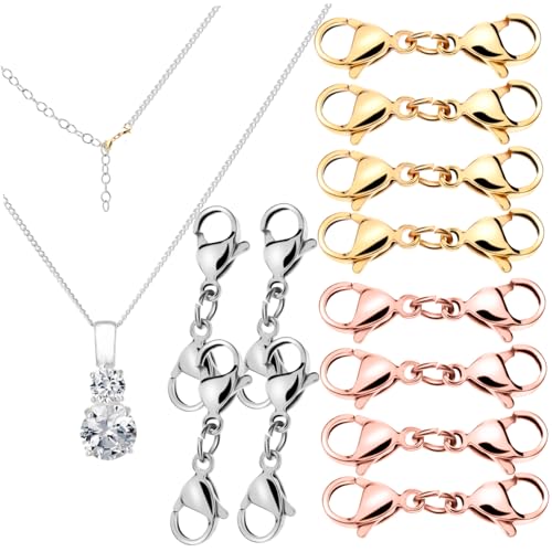 BATHVEVE 12 Stück Metall Lobster Clips Doppelte Karabiner Verschlüsse für Schmuckherstellung Gold Stahl und Roségold für Armbänder und DIY BATHVEVE 12 Stück Metall Lobster Clips Doppelte Karabiner Verschlüsse für Schmuckherstellung Gold Stahl und Roségold für Armbänder und DIY von BATHVEVE
