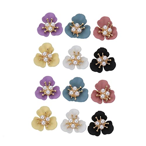 BATHVEVE 12 Stück Nagelsticker Blumen Nail Art Dekorationen mit Perlen Selbstklebende Nail Charms für Kreative Maniküre für DIY zu Hause für Partys und Besondere Anlässe von BATHVEVE