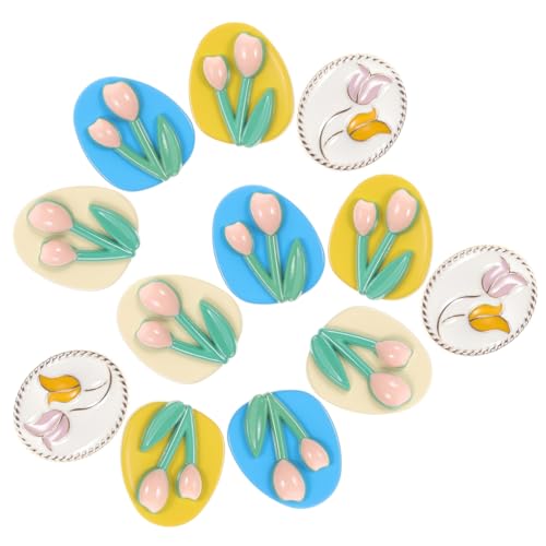 BATHVEVE 12 Stück Teiliges Cartoon Knöpfe für DIY Bekleidung Bunte Tulpenblumen Knöpfe für Handarbeiten und Kreative Nähprojekte von BATHVEVE