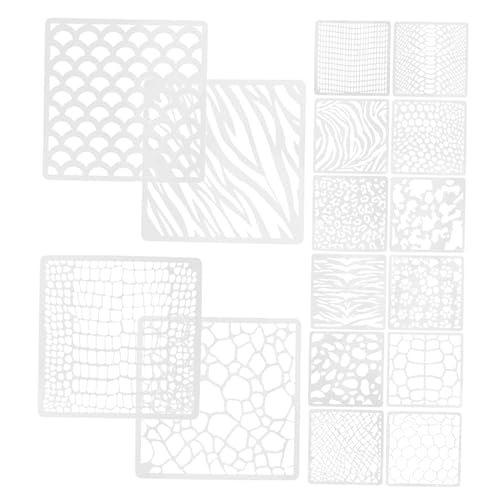 BATHVEVE 16Stücke Teiliges von Kunststoff Malschablonen für Wiederverwendbare DIY Zeichenvorlagen mit Tierhaut Design für Bastelprojekte und Wandkunstgestaltung von BATHVEVE
